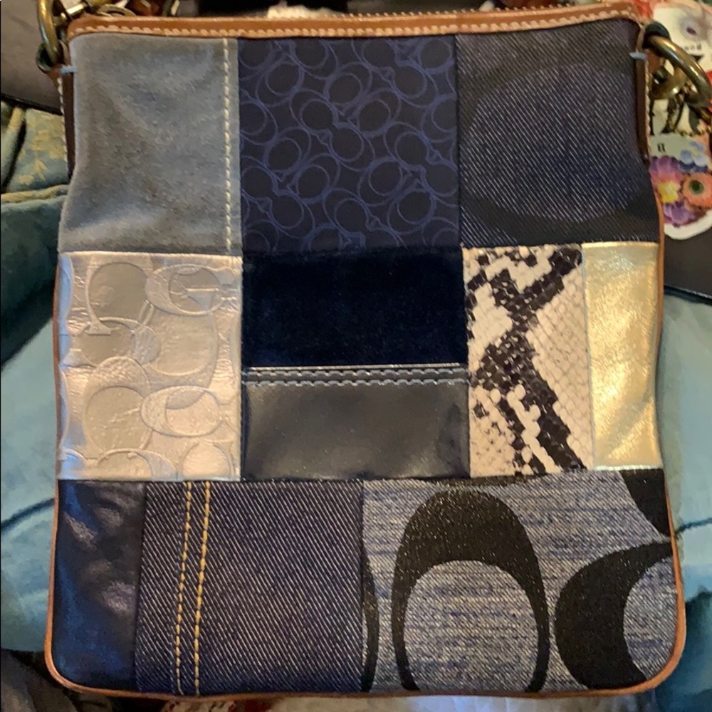 Coach Patchwork Denims/Metallics/Suede Crossbody Bag - Picture 2 of 9